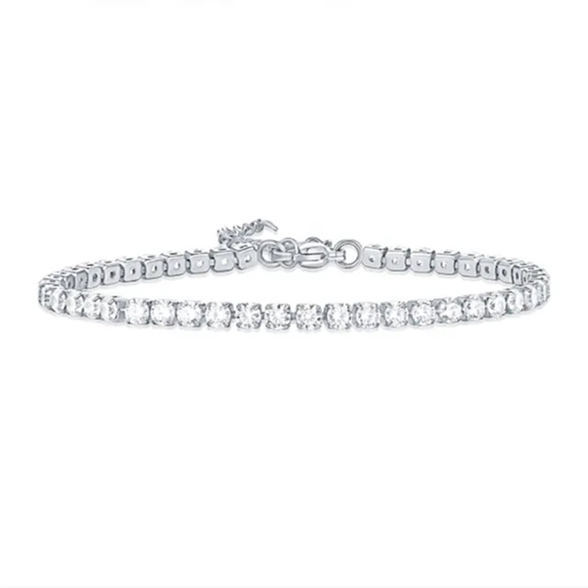 Tennisarmband - Stainless Steel zilverkleurig - Zirkonia CZ 5A - Dames armband met steentjes