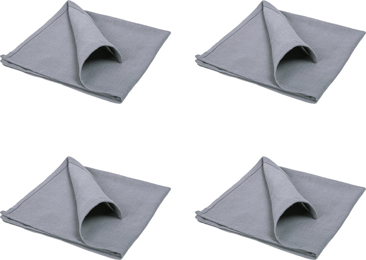 QUVIO Servet – Servetten – Katoenen servet – Servet katoen – Stoffen servet – Servet stof – Grijze servetten – Servet grijs – Servet 40x40cm – Katoen – 40x40cm – Grijs – Set van 4