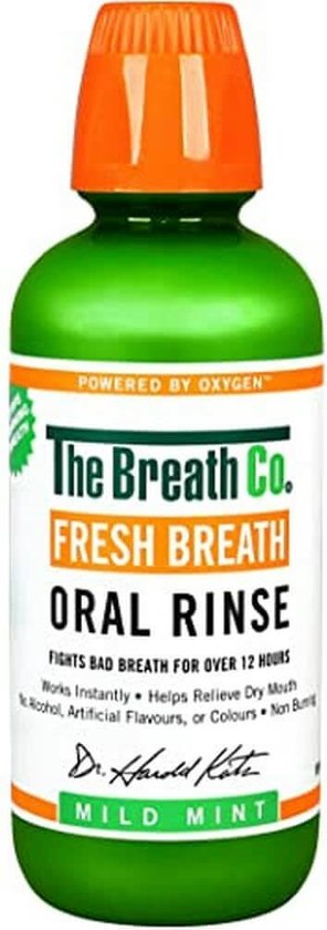 Foto: The breath co mondwater mild mint 500ml tegen slechte adem droge mond ontstoken tandvlees