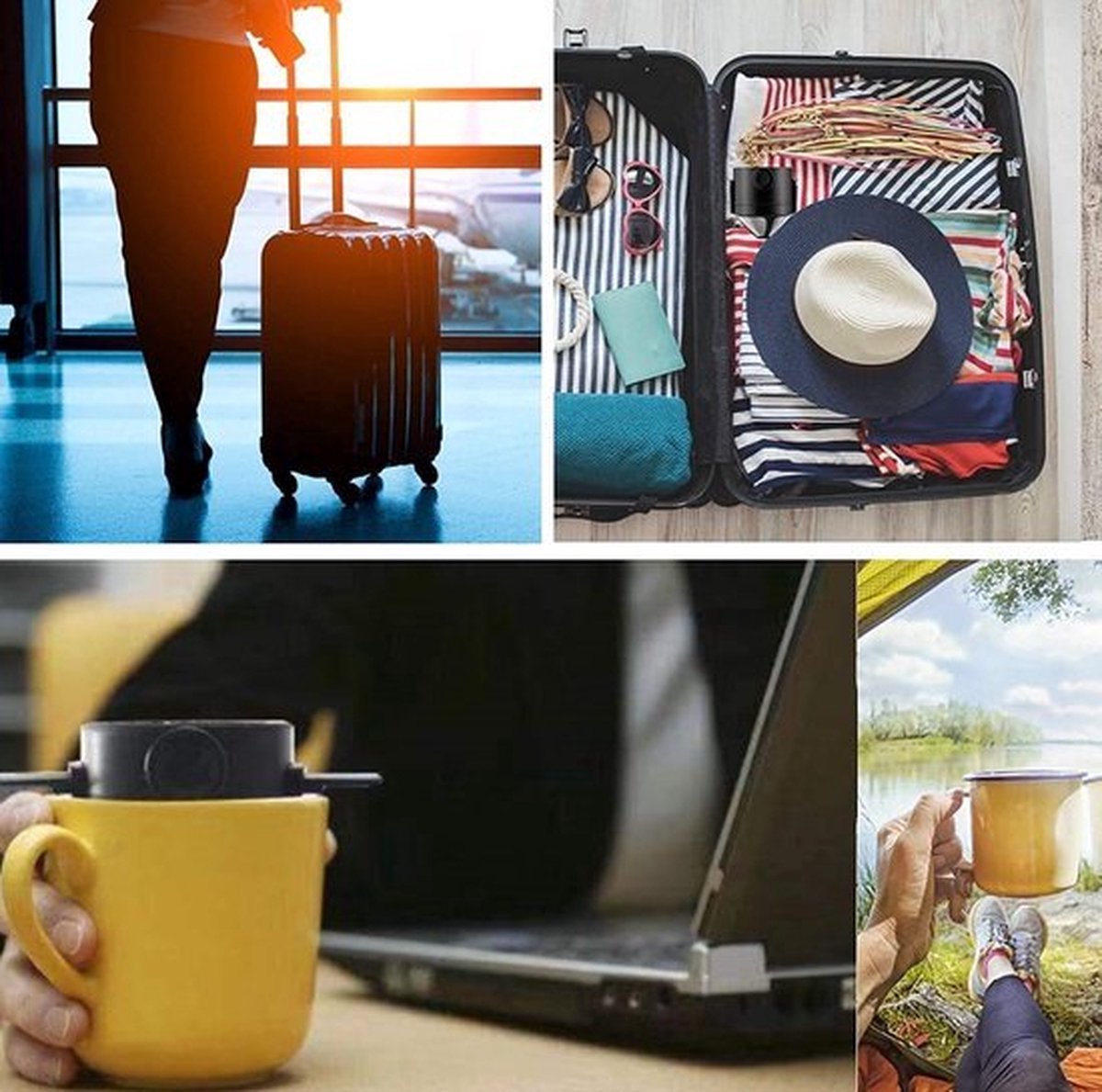 Yippiez Koffiefilter - Koffiefilterhouder Set van 2 - RVS - Permanent Koffiefilter-herbruikbaar - geen filterpapier nodig - voor het kamperen thuis kantoor reizen — cadeau in Kookcadeaus - foto 7