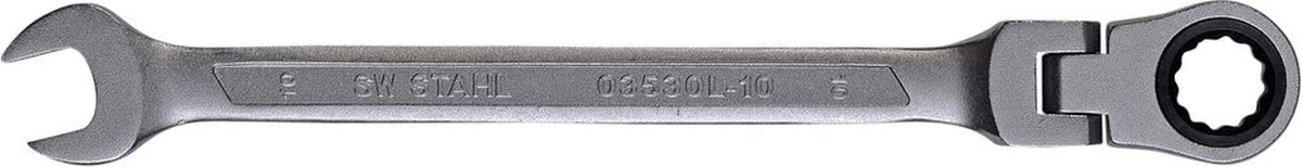 SW-Stahl 03530L-10 ringratelsleutel 10 mm I ringsleutel met scharnier I 72 tanden I steeksleutel met ringratel I ringratel steeksleutel SW 10