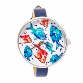 BiggDesign Anemoss Aquarium Vrouwen Pols Horloge , Echt Leren Band, Speciaal Ontwerp Pols Horloge