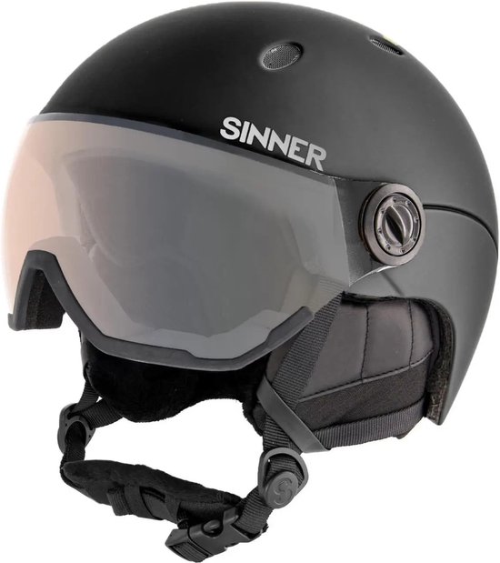 Sinner Titan Visor Trans+ Skihelm Met Vizier 2023 | Orange Cat 1-3 | Matte Black | Maat: 52 - 54 cm