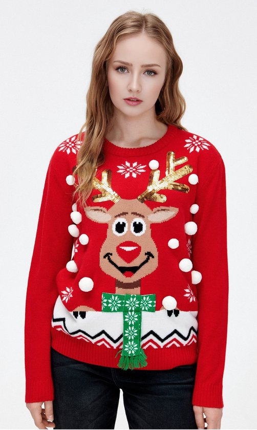 Pull de Noël laid femmes / Pull de Noël laid femmes | Rudolph Renne | Rouge | Taille L