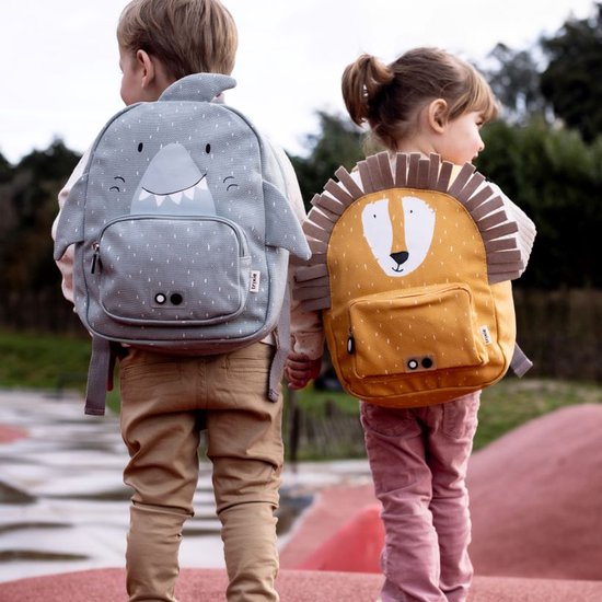 Trixie Rugzak - Mr. Shark - Schooltas Waterafstotend - Boekentas voor Kind - Voor Jongens en Meisjes - Geschikt als Gymtas - Grijs - Haai