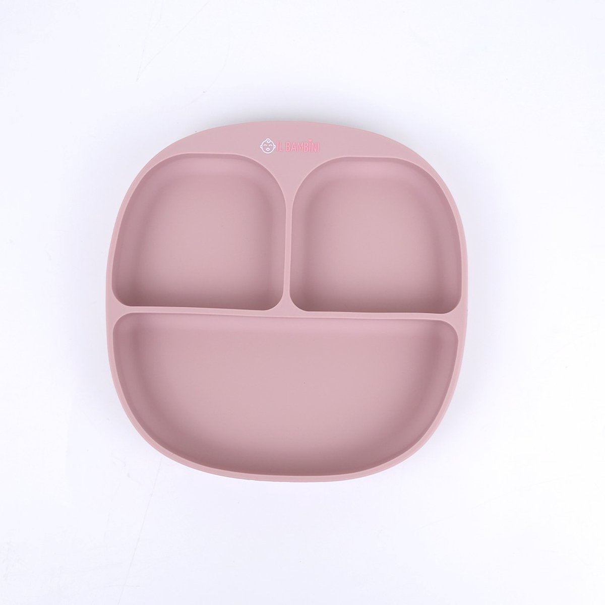 Goedkoopste IL BAMBINI - Kinderbord - Baby bord - Kinderservies - vakkenbord - Lichtroze - Siliconen BPA vrij - Onbreekbaar - 17 x 17 cm