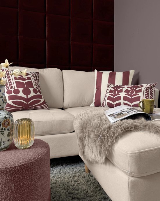 Housse de coussin Ela Stripe Vin Rouge | 45 x 45 cm | Katoen/ Lin