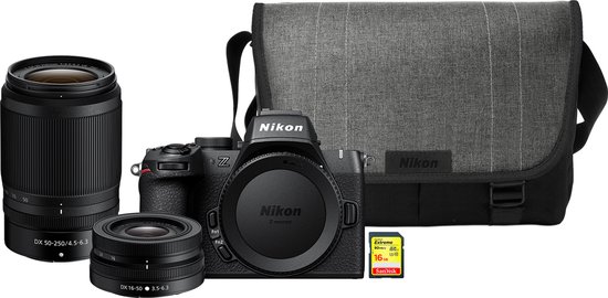 Nikon Z50II - Systeemcamera - + NIKKOR Z 16-50mm VR lens + 50-250 NIKKOR Z lens + tas + 16GB SD Nikon Z50II - Systeemcamera - + NIKKOR Z 16-50mm VR lens + 50-250 NIKKOR Z lens + tas + 16GB SD