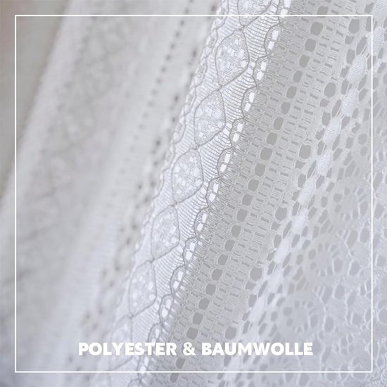 Boho crochets de rideaux kanten patchwork semi-occultant bohème fait main glands, passe-tringle fenêtre traitement vintage rustique ferme rideaux pour salon chambre, 1 panneau 59"l x 86"l, Wit