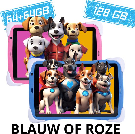 Balou ChildTab XL Kindertablet 10.1 inch - Blauw of Roze - 128GB (64GB+64GB) + 4GB RAM - Inclusief Gratis Screenprotector en 64GB SD-kaart - Ouderlijk Toezicht & Lange Batterijduur