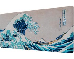 StayPowered Gaming Muismat XXL - Ideaal voor Gamers - Iconisch Japans Design - Niet-Slip - Waterafstotend - XXL Formaat 80x35 cm - Flexibel en Duurzaam - Opvouwbaar en Makkelijk Mee Te Nemen - Blauw - Levering Sneller dan Aangegeven!