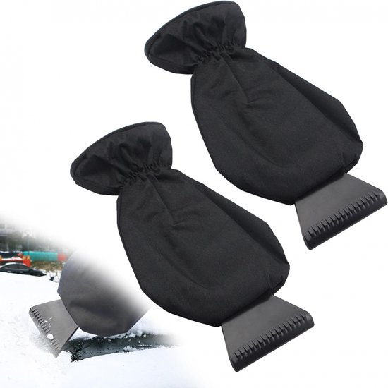 Foto: Ijskrabber met handschoen zwart voorkomt koude handen bij het ijsvrij maken van je autoruiten softgrip
