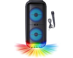 Verlichte Karaokeluidspreker - INOVALLEY - KA22-BTH - Bluetooth V5.0 - 49 cm - 500 W - Zwart