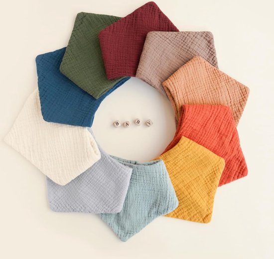 Slabbetjes Baby - Set Van 10 - Zachte - Uitwasbare - Slabbers - Kwijlende Slabbetjes - Kwijldoekjes Voor Baby’S En Kinderen - Bibs Baby - Spuugdoekjes - Halsdoek Baby - Verstelbare Drukknop - Perfect Voor Voeden, Kwijlen En Bescherming Van Kleding van Dilara — afbeelding 5