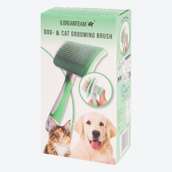 Txeouse Borstel voor honden, langharig, kattenborstel, ontsmettingskwast, roestvrij staal, dubbelzijdig, voor honden/katten, lang, middelgroot en kort haar (blauw kamb