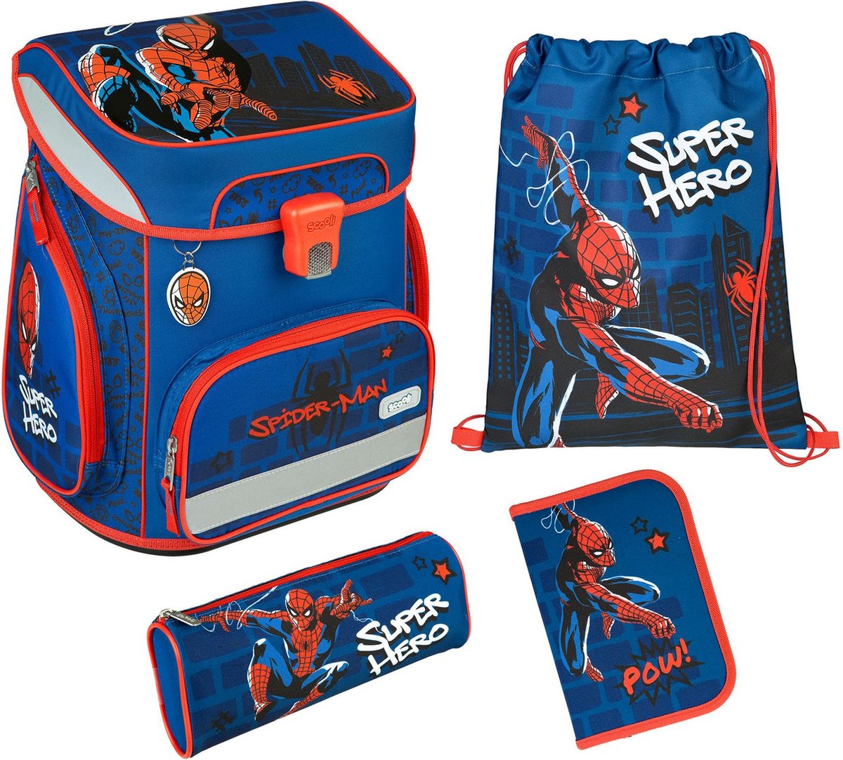 Scooli Schooltas EasyFit Schulranzen-Set 5-delig Spider Man Blauw