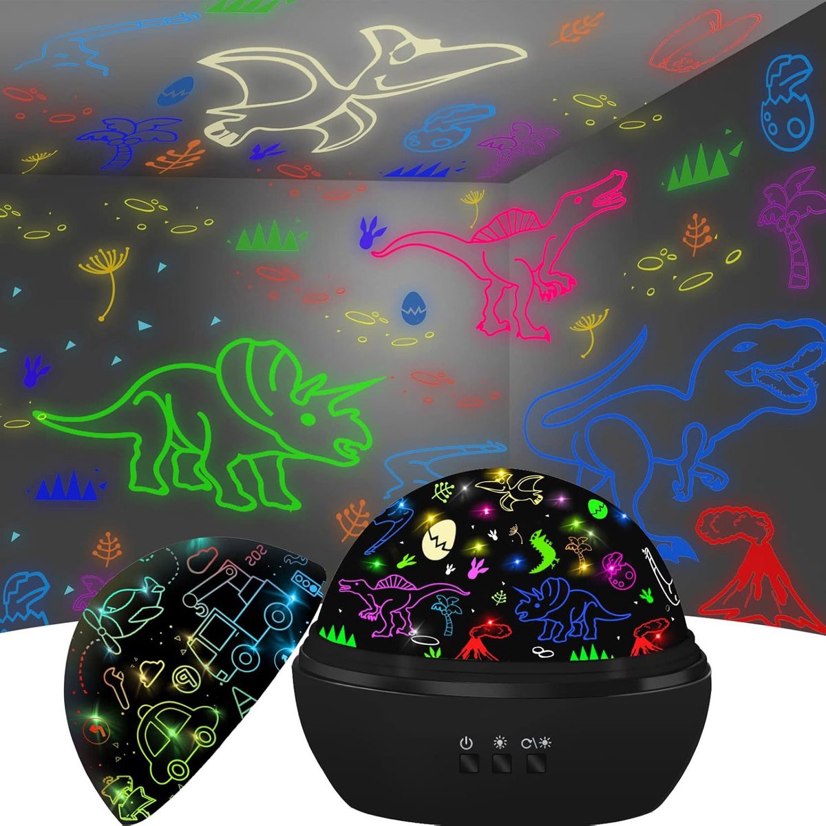 oCreon Dinosaurus Speelgoed 2-in-1 Nachtlicht Projector - Verjaardags- & Kerstcadeau voor Kinderen