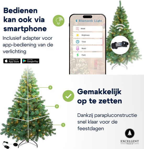 Kerstboom Excellent Trees® LED Stavanger 150 cm met verlichting - ⌀91cm - 150cm