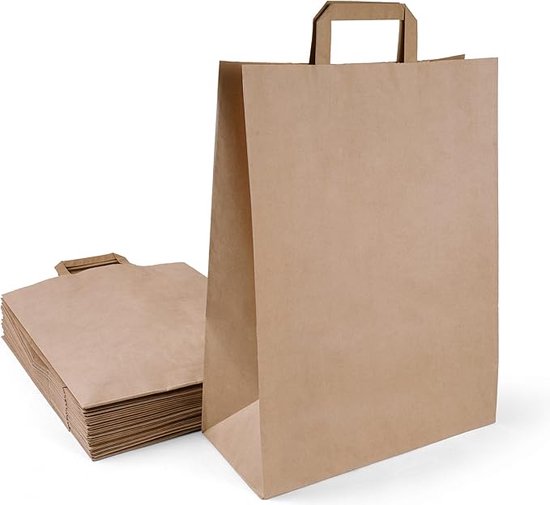 Papieren tasjes 50 stuks Budget Bruin 32x17x44cm