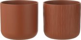 J-Line cache-pot Gen - céramique - brun - large - 2 pièces - Ø 18.5 cm