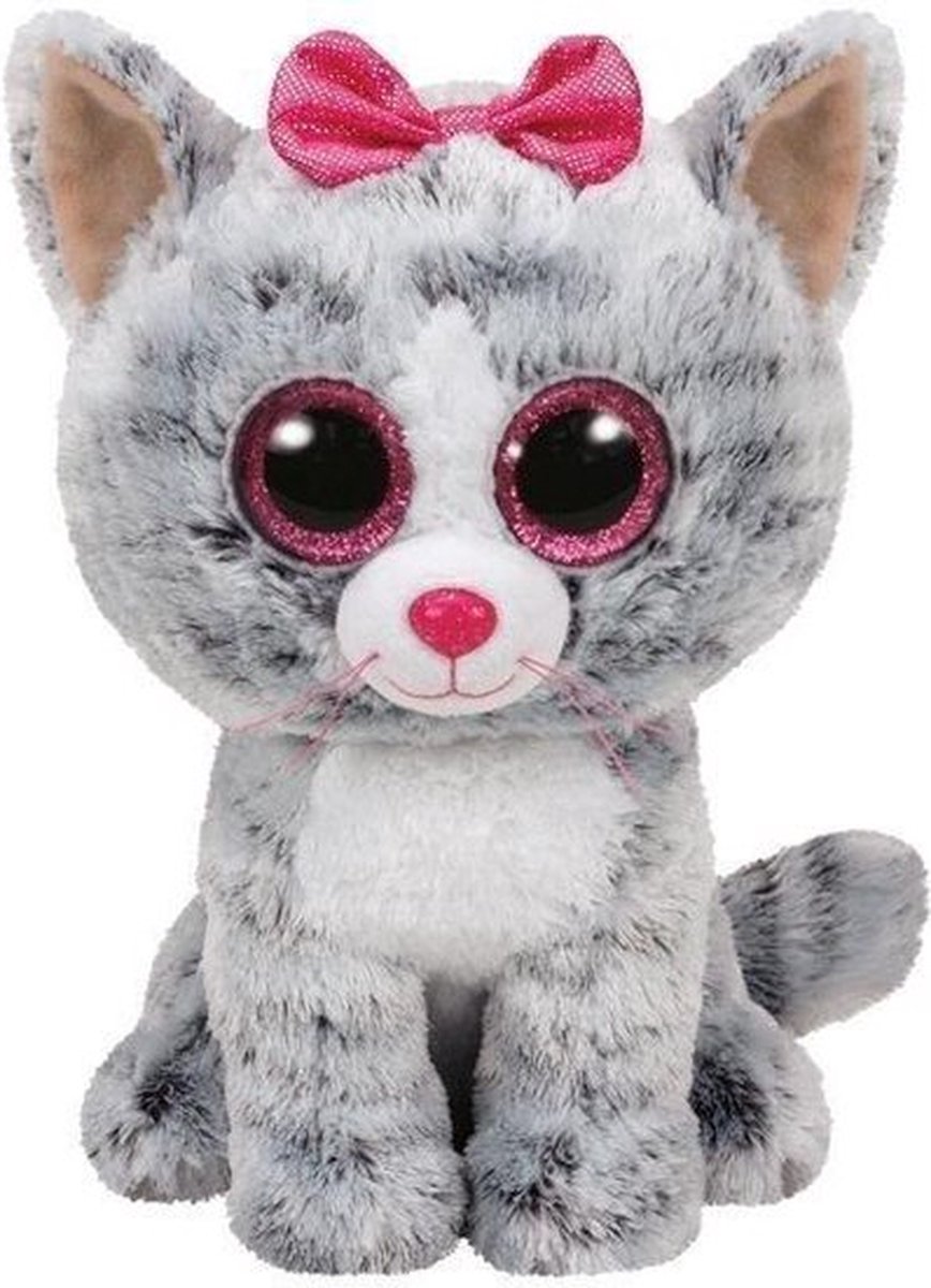 Ty Beanie Boo's Kiki pluche grijs kat knuffel 15 cm — afbeelding 2