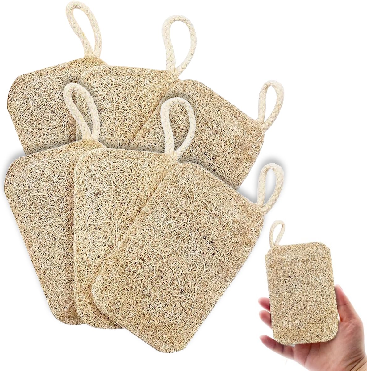 Goedkoopste 6 Stuks biologische Loofah-spons, Loofah-spons, Loofah-afwasspons, biologisch, biologisch afbreekbaar en composteerbaar, natuurlijke milieubescherming, keuken, badkamer, douchescrub, kamperen