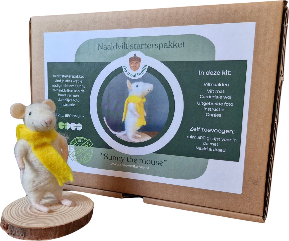 Naaldvilten Starterspakket – Sunny de Muis | Compleet Beginnerspakket met Nederlandstalige Instructies - DIY pakket