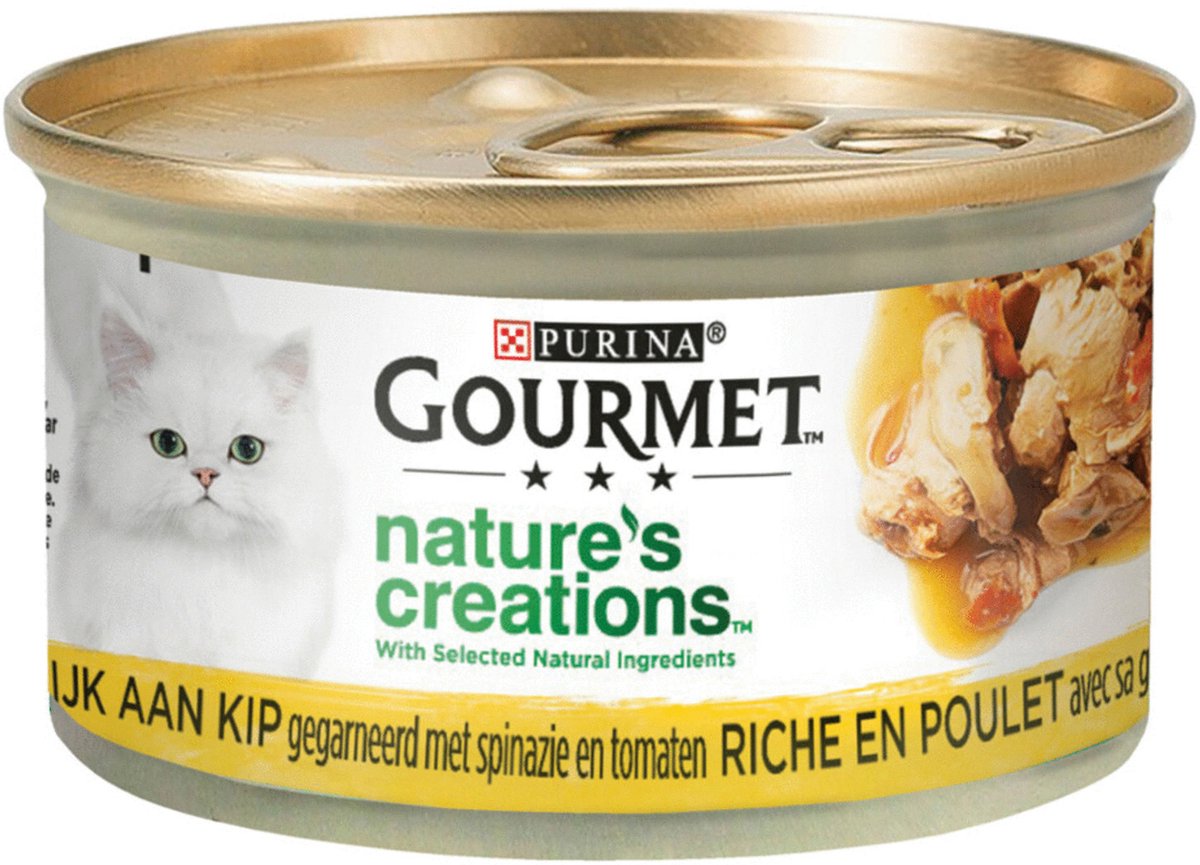 Purina Gourmet Nature's Creations met kip, spinazie, tomaat natvoer kat (24x85 g) 24 x 85 g