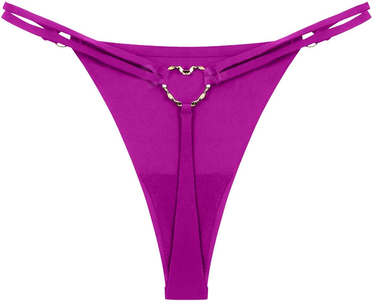 Sexy Paarse String met Gouden Hartje - Ondergoed - Lingerie