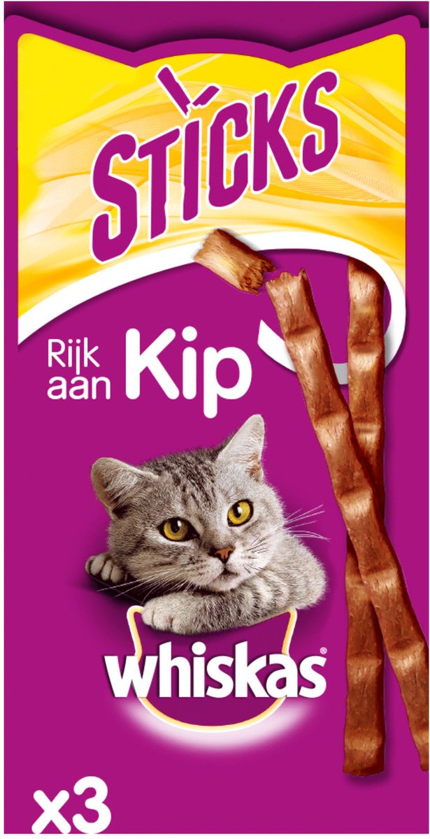 Whiskas snack sticks rijk aan kip 18 gr