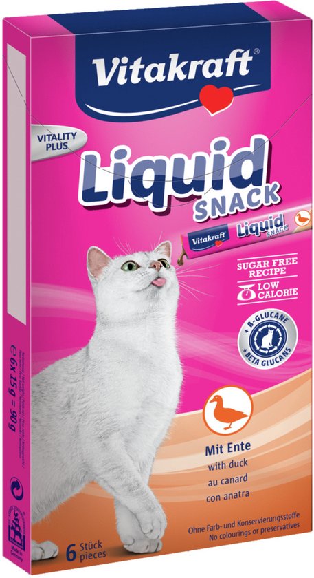 Vitakraft Cat Liquid Eend - Kattensnack - 6 st