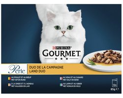Gourmet Perle Duo Vlees - Mini Filets in Saus - 12x85 Gr Kattenvoer