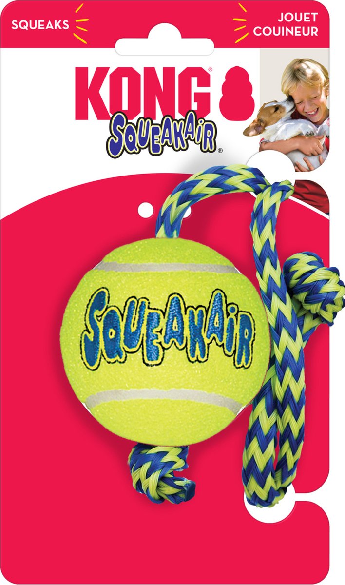 KONG SqueakAir Ball met Koord M/L