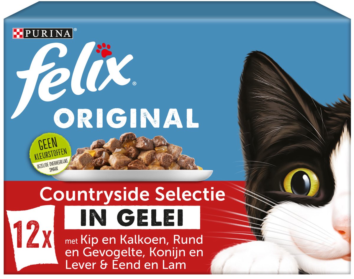 Felix Vlees - Kattenvoer - 12x85 gram - Kip - Gevogelte - 1,02 kg