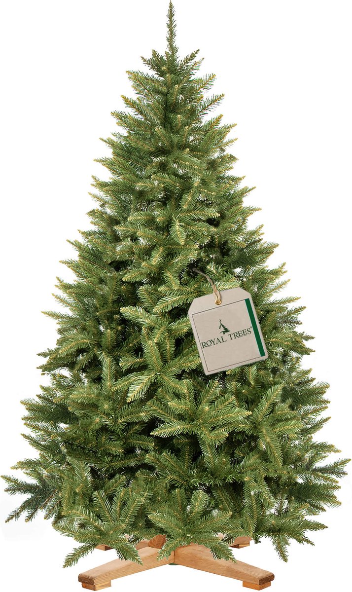 Springos Kunstkerstboom | Premium Royal | Kaukasisch Sparrenhout | 220 cm | Zonder Verlichting | Houten Standaard