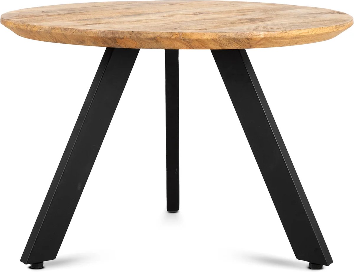 Meubels4nu - Salontafel Berlin - 80cm - Rond - Mangohout - Matrixpoot - Snelle levering