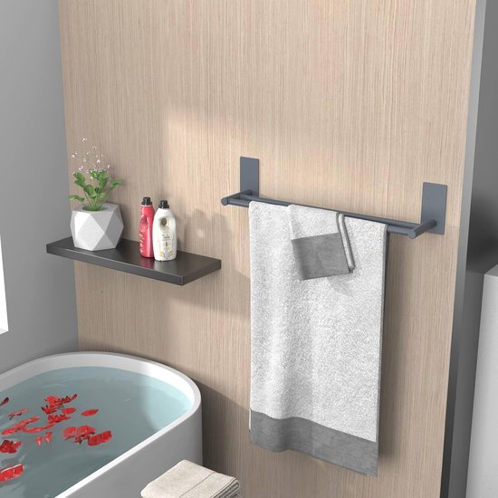 Handdoekhouder zonder boren - Dubbele handdoekhouder van 304 roestvrij staal - Zelfklevende montage voor badkamer en keuken van YIGII — afbeelding 5