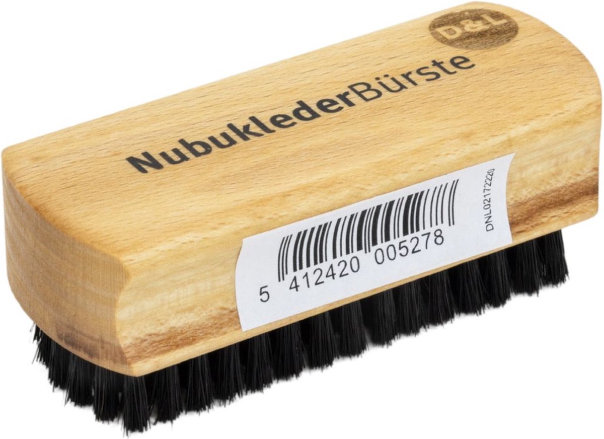 D&L Nubuckleer Borstel - Zwarte Natuurhaar - Beukenhout