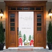 Housse De Porte De Noël Bonhomme De Neige Bleu - 185x90 Cm - Polyester - Pour Porte D'Entrée Extérieure/Intérieure - Décoration Festive Hiver
