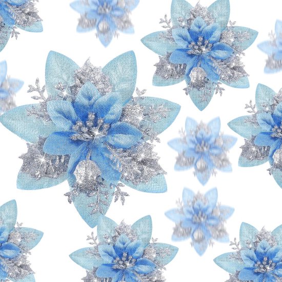 36 stuks kerst glitter kunstmatige kerstster bloemen kerst kerstster kunstmatige bruiloft bloemen decoraties kerstboom ornamenten met clips voor feestgunsten, 6 inch, 4 inch, 3 inch (rood