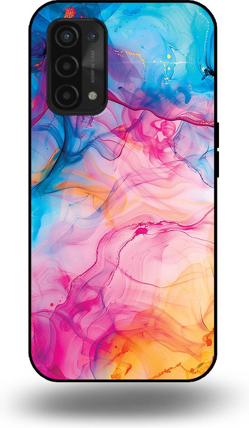 Smartphonica Coque de téléphone adaptée pour OPPO A54 5G / A74 5G / A93 5G avec imprimé marbre Acryl arc-en-ciel - Coque arrière en TPU Design marbre acrylique Rainbow adaptée pour Oppo A54 5G ; Oppo A74 5G ; Oppo A93 5G