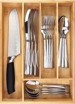 Luxe Bestekbak - van Bamboe - 43,2 x 30,0 cm - Besteklade - Organizer - Bestekhouder - Bestekcassette - Lade Organizer - 5 Vakken - Lade Verdeler