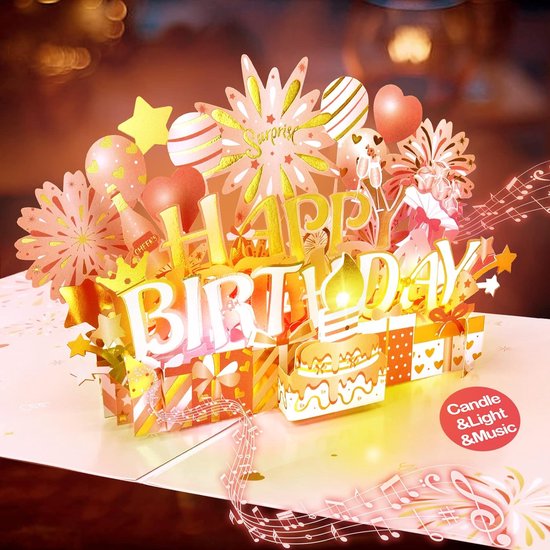 BOTC Greeting Happy Birthday Card - Popupkaarten - Licht en Muziek ...
