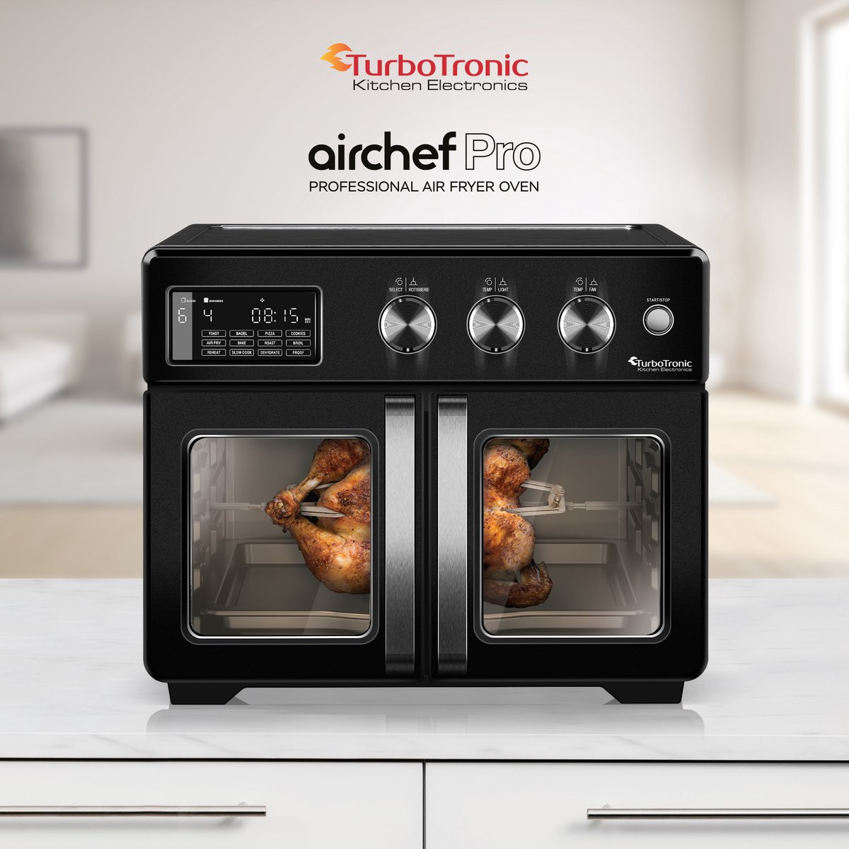Afbeelding 2 van TurboTronic AFD32 Airfryer XXL en Oven – Dubbele Deur - 32 Liter – Extra accessoires - 12 kookprogramma's - Timer tot 99 min. - 25 tot 230 graden - Zwart