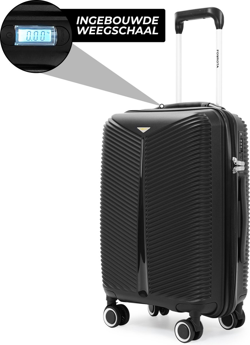 Fourota Handbagage Koffer met Weegschaal – Nooit Overbagage – TSA Slot – 56x35x22 – Lichtgewicht – 360° Wielen – Zwart