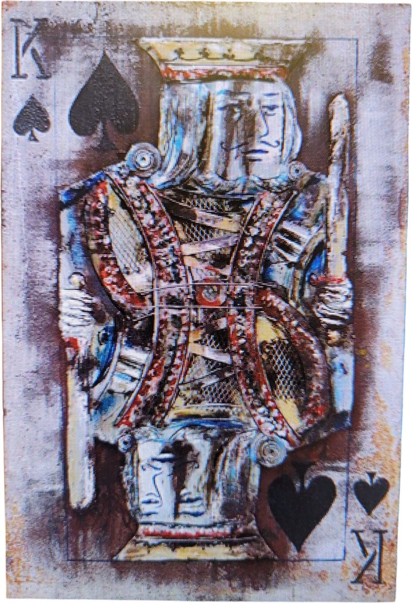 Metalen schilderij schoppenkoning - kaarspel - 80x60 cm exclusief muurdecoratie