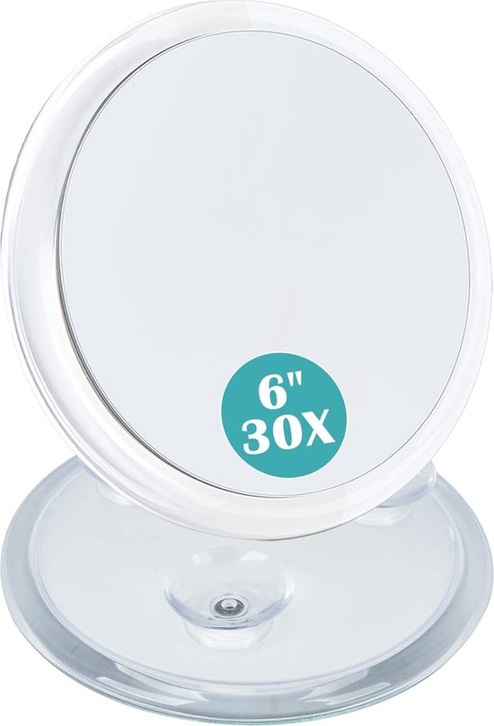 Auxmir Vergrotingsspiegel met handgreep, 1 x 30 x dubbelzijdige make- upspiegel, compacte spiegel, draagbare handspiegel, reisspiegel voor make-up, gezichtsverzorging
