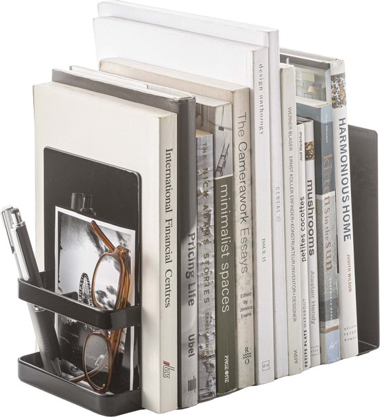 Yamazaki - Boekensteun set Tower - 2ledig - zwart - opbergvakken