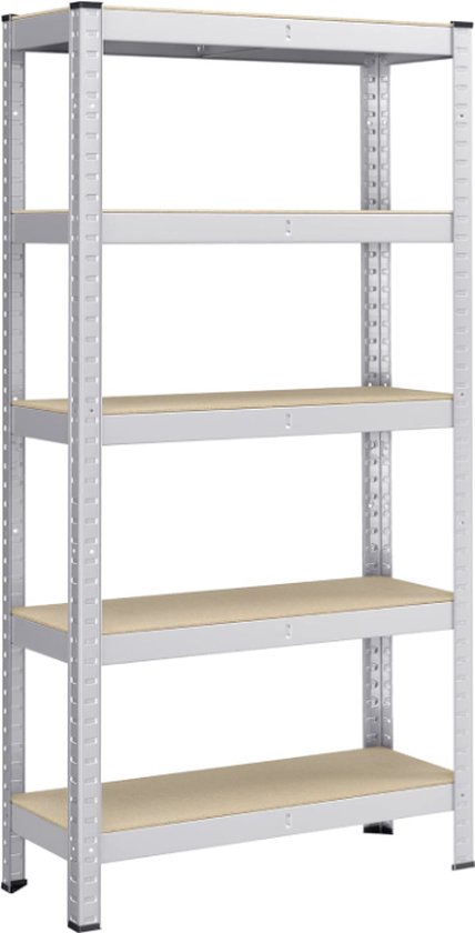 MIRA Home - Stellingkast - Opbergrek - Hout - Zilver - 150x75x30 cm