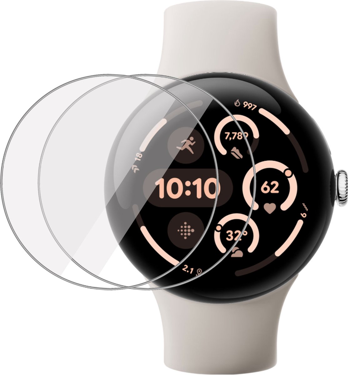 2x Screenprotector geschikt voor Google Pixel Watch 3 45 mm - Folie Screen Protector
